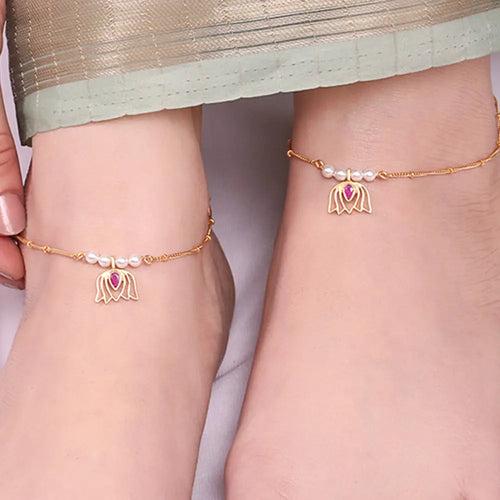 Inverted Lotus Silver Anklet