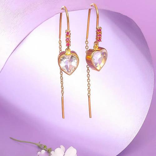 Silver 92.5 Heart Sui Dhaga Earring