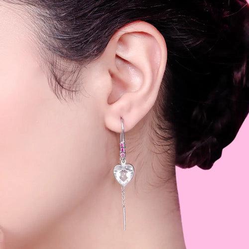 Silver 92.5 Heart Sui Dhaga Earring