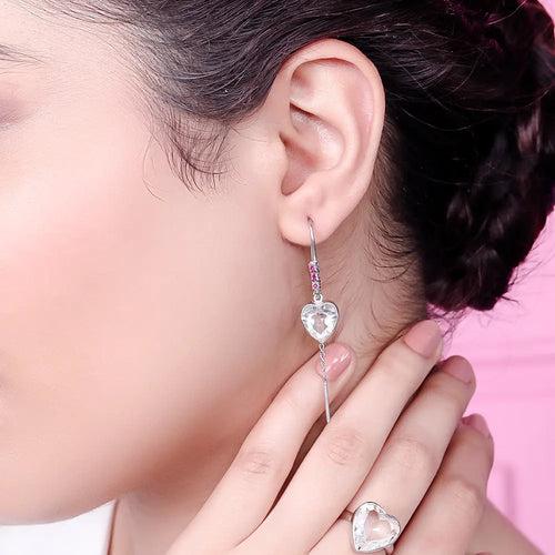 Silver 92.5 Heart Sui Dhaga Earring