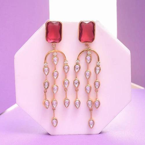 SILVER 92.5 Red chandelier EARRING