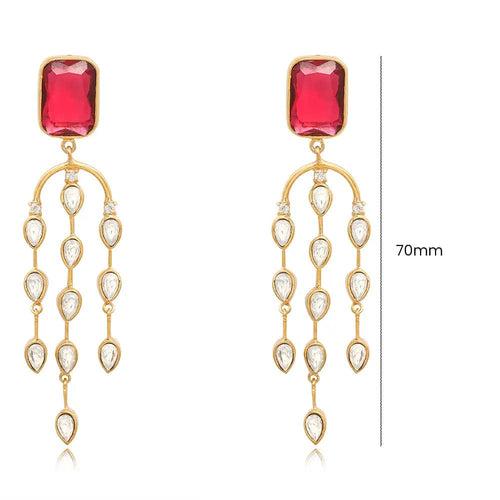 SILVER 92.5 Red chandelier EARRING