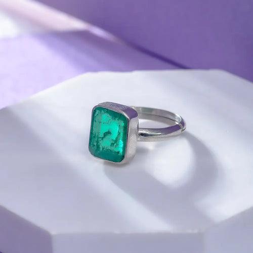 SILVER 92.5 green sparkling RING