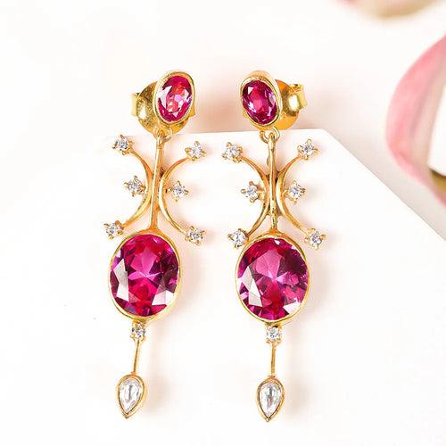 SILVER 92.5 pink ZIRCON EARRING