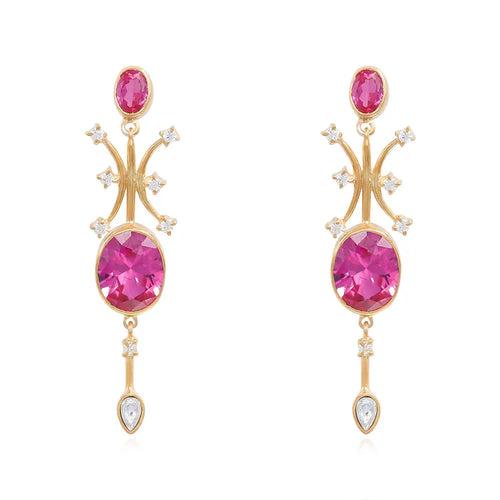 SILVER 92.5 pink ZIRCON EARRING