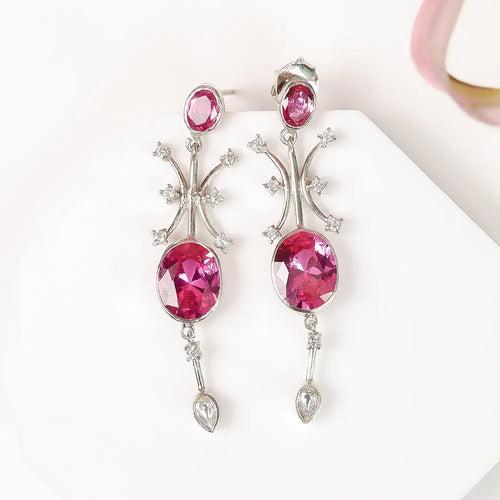 SILVER 92.5 pink ZIRCON EARRING