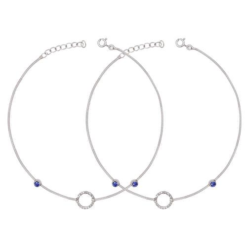 SIlver ANklet with round zircon motif