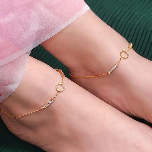 SMall square polki Silver 92.5 anklet