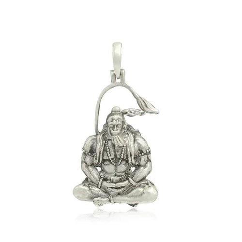 Silver Meditating Shri Hanuman Ji Pendant