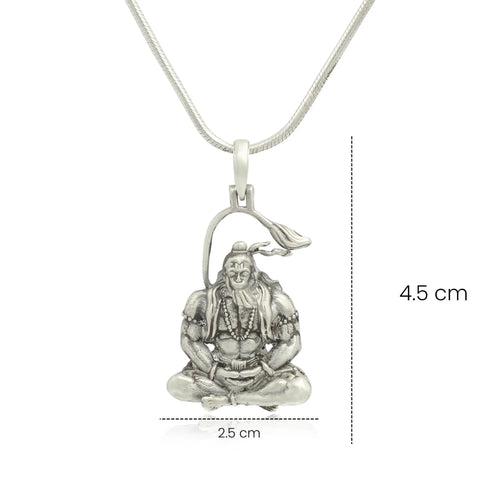 Silver Meditating Shri Hanuman Ji Pendant