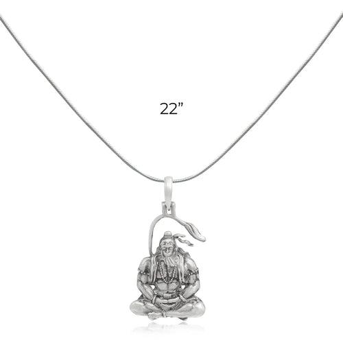 Silver Meditating Shri Hanuman Ji Pendant