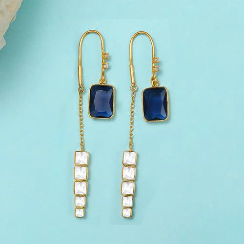 Silver Sparkling blue sui dhaga earring