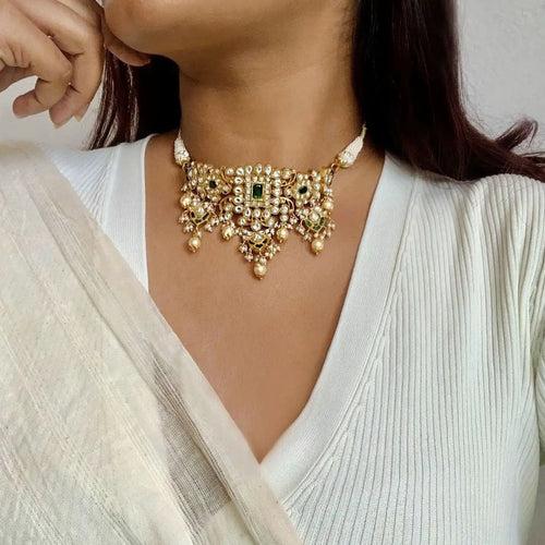 White & Green Kundan Jadau Choker