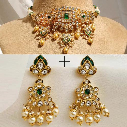 White & Green Kundan Jadau Choker