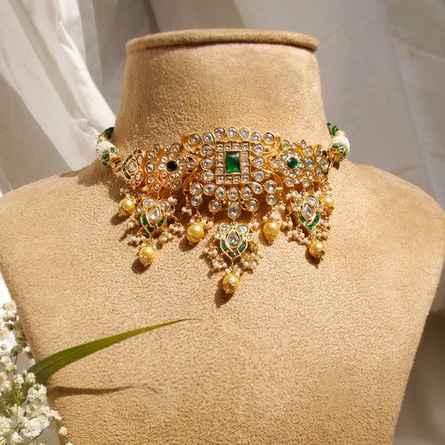 White & Green Kundan Jadau Choker