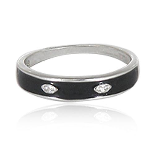 Black enamel silver ring