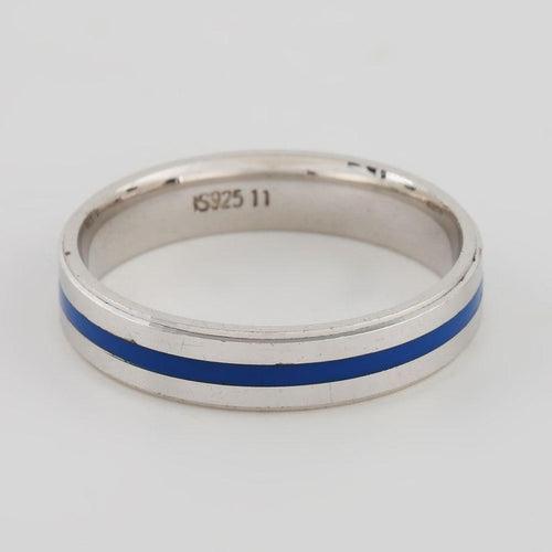 Blue Enameled Silver Ring