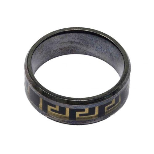 Unisex silver Black and Gold Ring