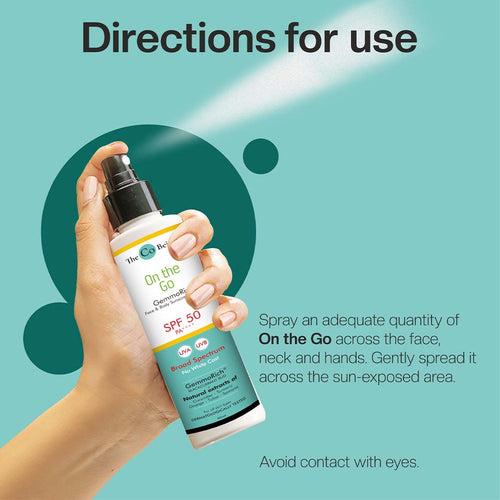 ON THE GO All Natural Face & Body Suncscreen Spray |SPF 50 PA++++ |Gemmorich with Blackcurrant & Cucumber |20 ml| Oilfree, Light, Non Greasy| UV Protection