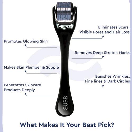 GUBB Derma Roller For Face Acne Scars & Hair Regrowth