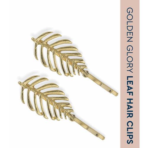 GUBB Golden Glory Leaf Hair Clips Set for Girls & Women