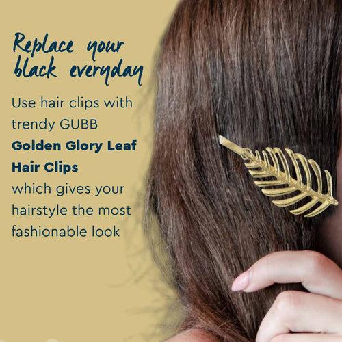 GUBB Golden Glory Leaf Hair Clips Set for Girls & Women