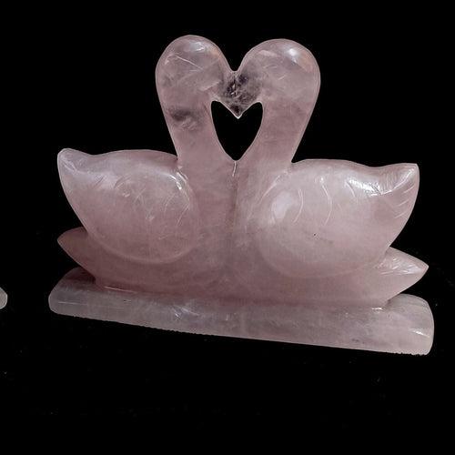 Rose Quartz Swan Duck Pair, Stone for Love, Relationship, Self