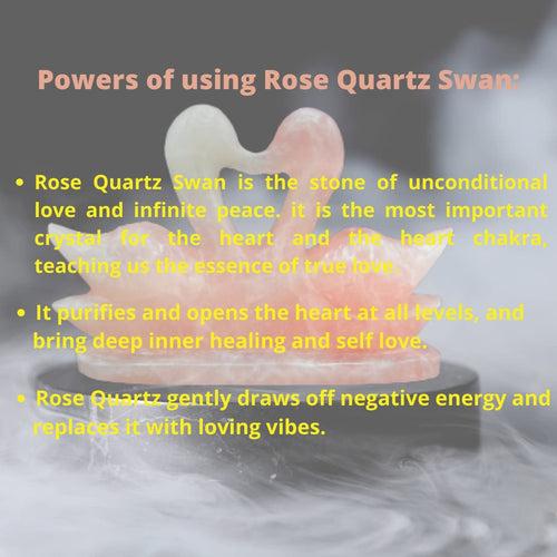 Rose Quartz Swan Duck Pair, Stone for Love, Relationship, Self