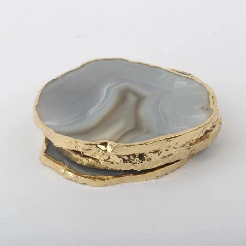 Grey Agate Handcrafted Luxury Coasters - Gem Therapy(Set Of 4)