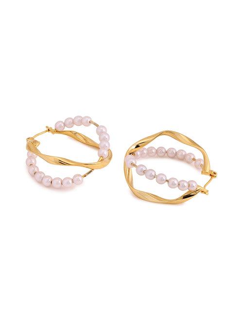 Prita High Gold Plated Pearl Ring Earrings