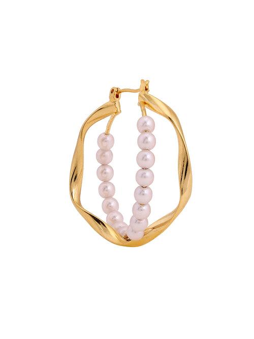 Prita High Gold Plated Pearl Ring Earrings