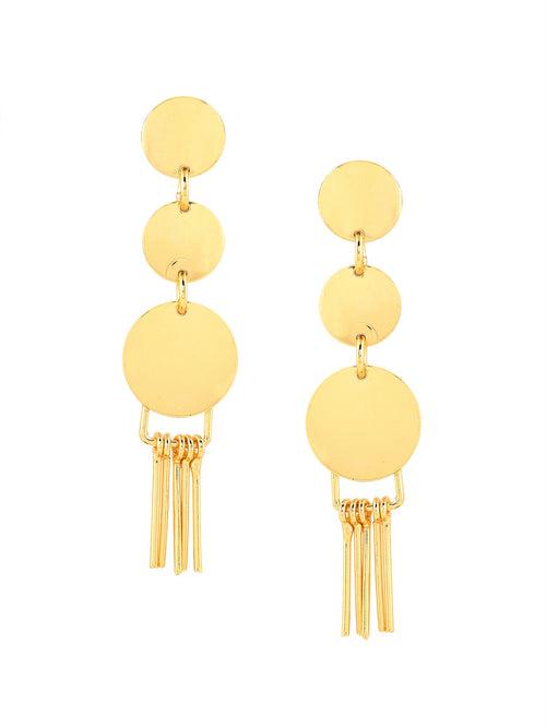Priyaasi Gold Plated Textured Statement Tassels Earrings