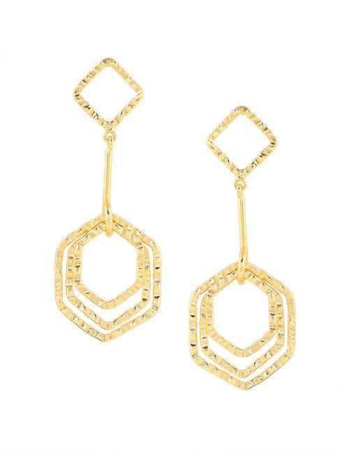 Priyaasi Geometric Shaped Gold Plated Drop Earrings