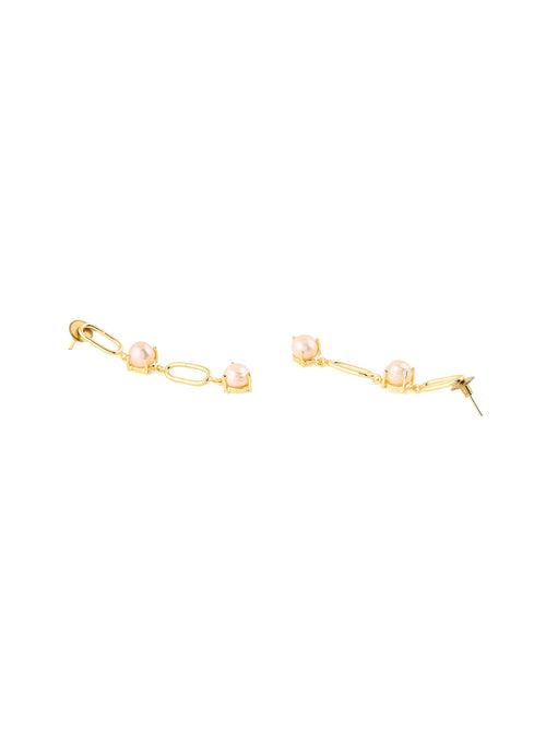 Priyaasi Gold Plated Drop Pearl Earrings