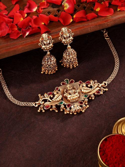 Priyaasi Goddess Temple Design Choker with Jhumkis