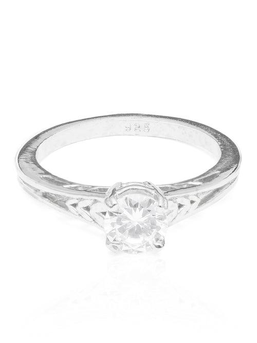 Classic Solitaire Sterling Silver Ring