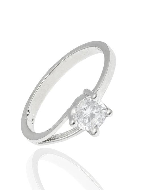 Elegant Solitaire Sterling Silver Cubic Zirconia Ring