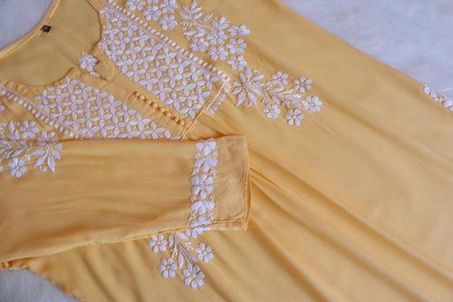 Maahi Yellow Long Rayon Kurta