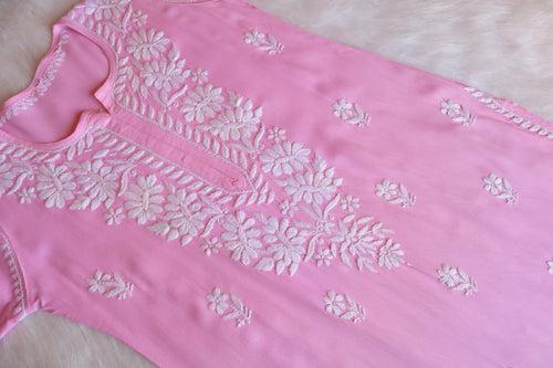 Aayat Pastel Pink Long Rayon kurta