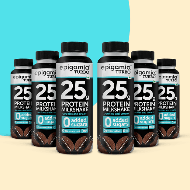 turbo 25 g protein milkshake, cookies & cream, 250 ml each - pack of 6