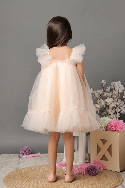 Peachy Petal Flutter Dress