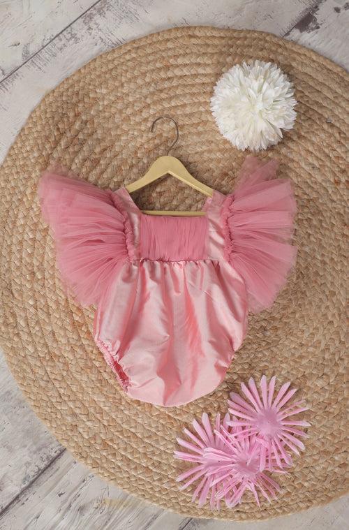 Dusty Rose Ruflles Romper