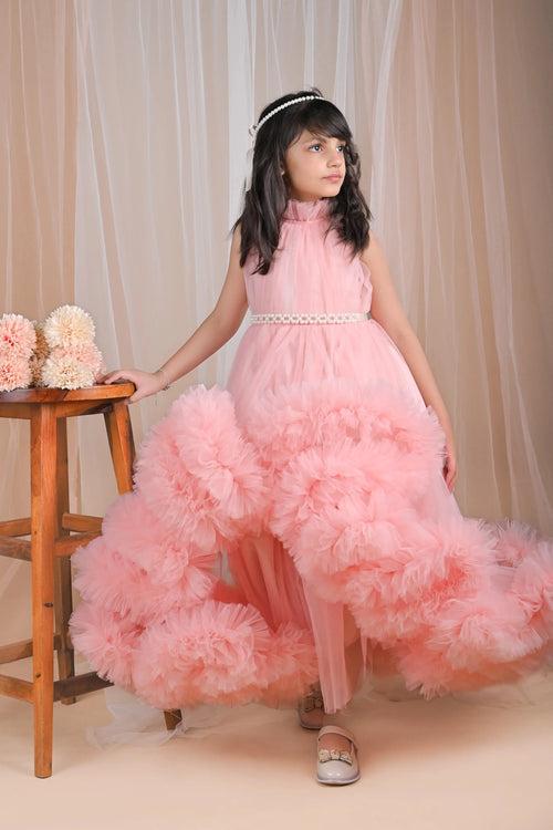 Regal Rose Ruffled Gown