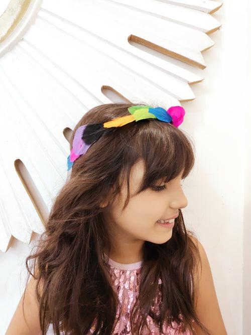 Feathered Rainbow Tiara Band