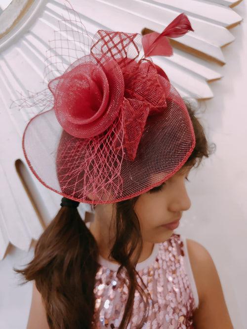 Hat Plum Fascinator with Veil