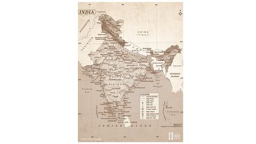 INDIA Map | Classical Sepia | A3 Frame