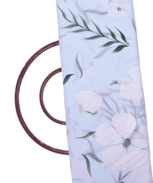 Light Blue Floral Hand Paint Georgette Fabric