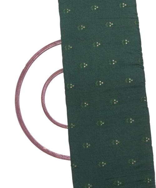 Dark Green Embroidered Dolla Silk Fabric