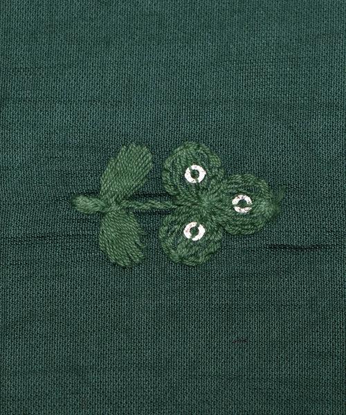 Dark Green Embroidered Dolla Silk Fabric