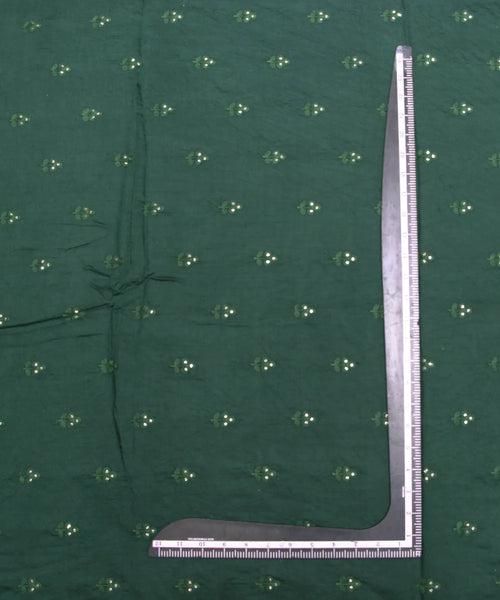 Dark Green Embroidered Dolla Silk Fabric